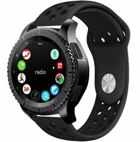 Curea ceas Smartwatch Samsung Galaxy Watch 4, Watch 4 Classic, Gear S2, iUni 20 mm Silicon Sport Bla