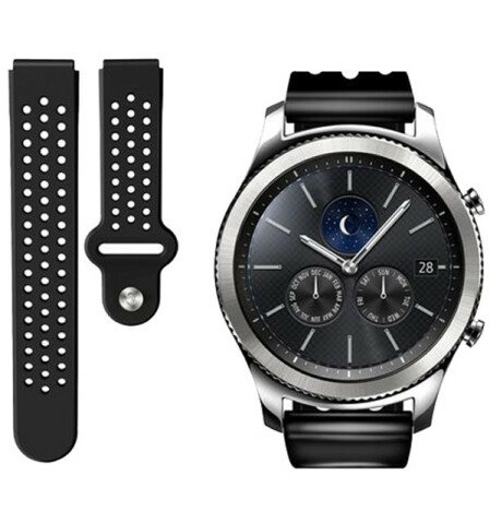 Curea ceas Smartwatch Samsung Galaxy Watch 46mm, Samsung Watch Gear S3, iUni 22 mm Silicon Sport Bla